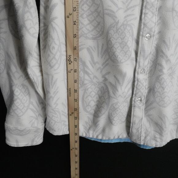 Chubbies‎ Shirt Mens Medium White Gray Pineapple Button Up Long Sleeve Flannel - Picture 6 of 14